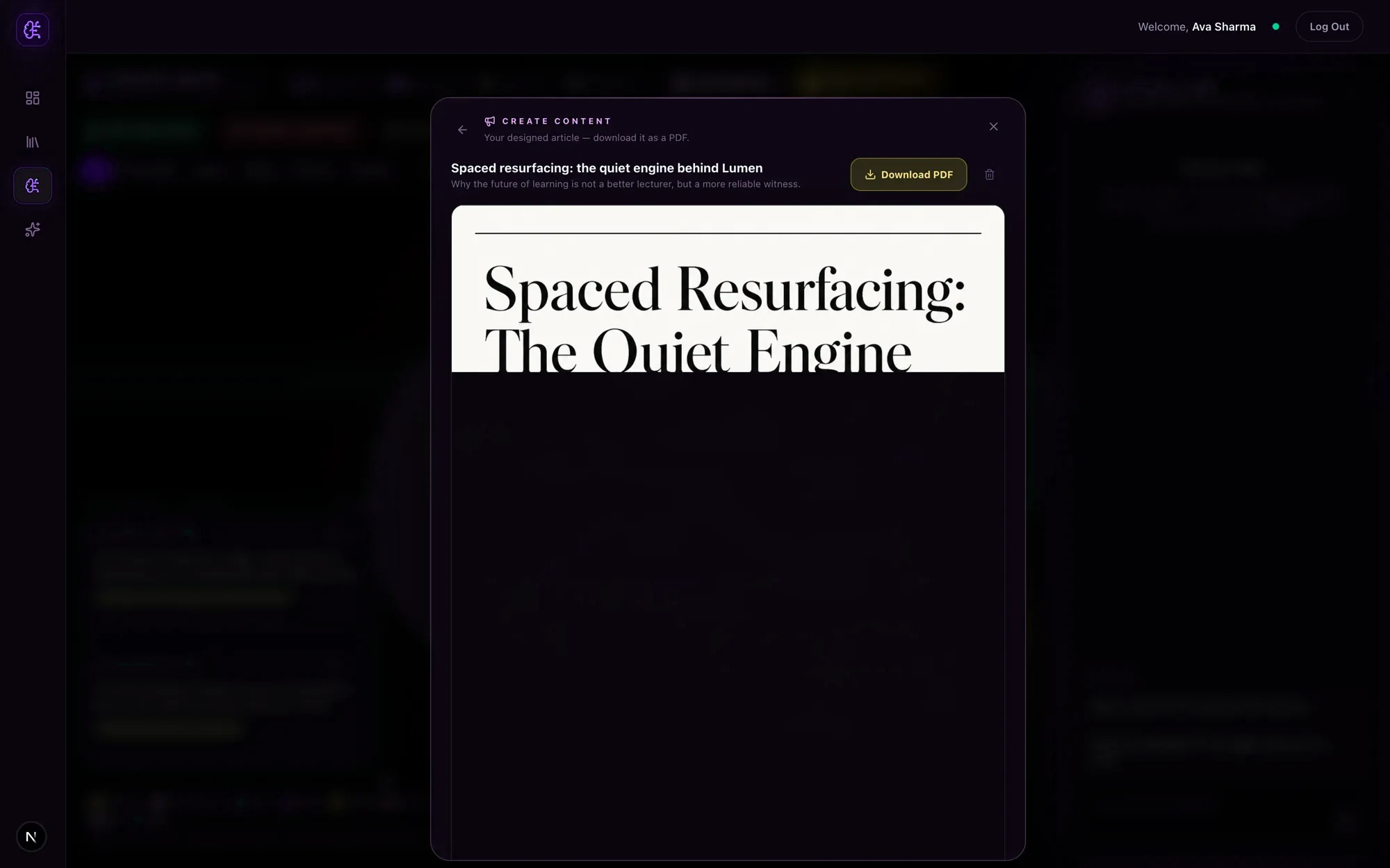 A designed article generated from the brain
